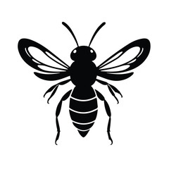 Obraz premium Black and white silhouette of a bee in flight.
