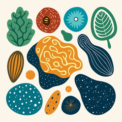 Hand Drawn Organic Shapes Set
