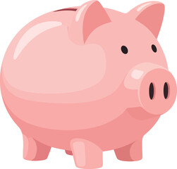Illustration of a pink piggy bank with a slot on top against a white background