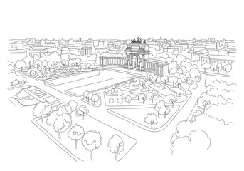 Fototapeta premium Sempione Park in Milan one line drawing style