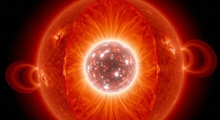 Stellar Core Explosion - A vibrant image depicting a dramatic stellar core explosion, showcasing intense energy and radiant light.