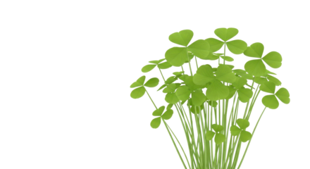 Minimalist 3D Render of Green Three-Leaf Clover Cluster Isolated on White Background