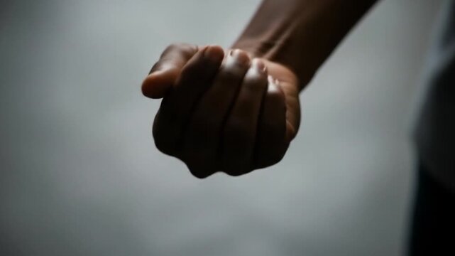 Cartoon dark hand holding unopened condom. Suitable for sexual health, contraception, safe sex, education, and relationships communication resources.