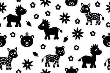 Fototapeta premium Vector art of silhouette of set of animals