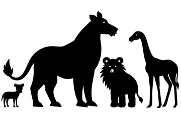 Vector art of silhouette of wild animals 