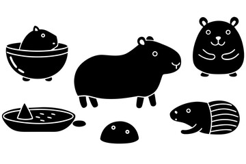 Vector art of silhouette of set of animals icons