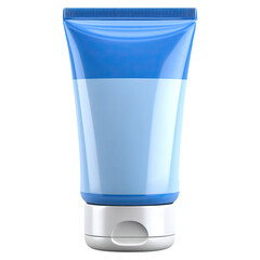 Puffy treatment for cold and irritation concept. Blue cosmetic tube for skincare or beauty products displayed.