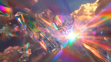 Obraz premium a crystal prism view of multiverse fracture