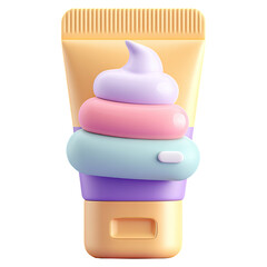 Fototapeta premium Puffy cream for circles and skin concept. Colorful ice cream design in a tube, perfect for summer treats.
