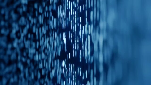 Abstract Blue Data Stream: Dynamic Digital Code Flowing - Powered by Adobe