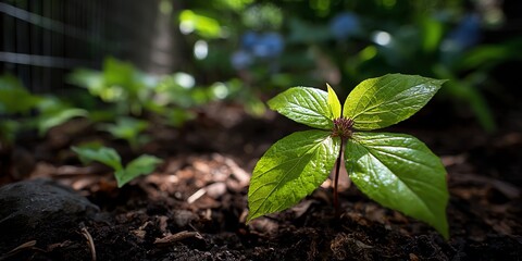 Young plant growing in soil