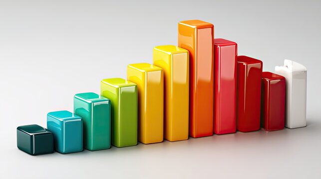 Growth Chart Visualization: A vibrant growth chart with ascending columns, showcasing progress and achievement in a visual representation of data.