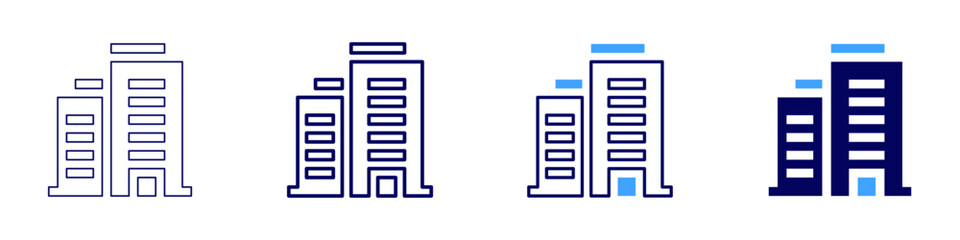 Building property icon in 4 different styles. Thin Line, Line, Bold Line, Duotone. Duotone style. Editable stroke