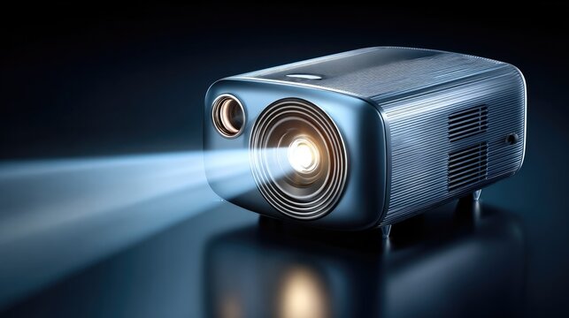 Dynamic Illumination: A sleek projector, casting a vibrant beam of light. This image symbolizes technology and innovation.
