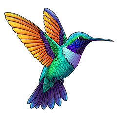 Obraz premium Vibrant Colorful Hummingbird Illustration Isolated on White Background