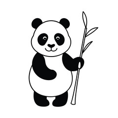 cute panda bear holding bamboo illustration design