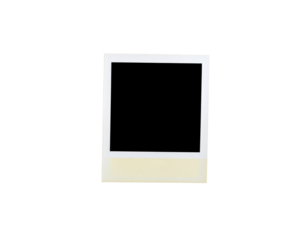 Single empty instant photo frame with a white border and textured yellowed base.