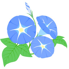 シンプルな青いアサガオのイラスト  カラー 線なし
