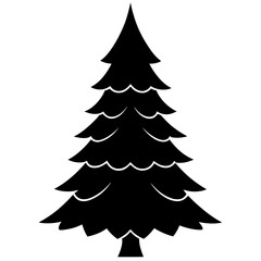 Obraz premium Christmas Tree Vector Silhouette Isolate White Background