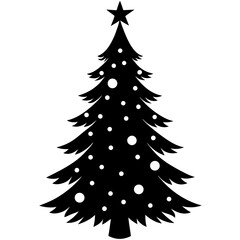 Christmas Tree Vector Silhouette Isolate White Background