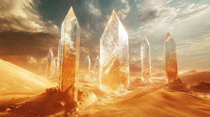 a crystal prism 3d ethereal sandstorm translucent