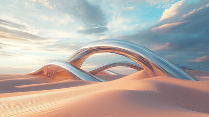a futuristic minimalism endless desert