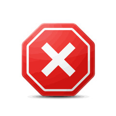 A red octagon with a white X inside, indicating a denial, error, or stop signal.