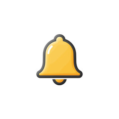 A stylized, glossy yellow bell with a dark gray outline, centered on a white background, suggesting notification or alert.