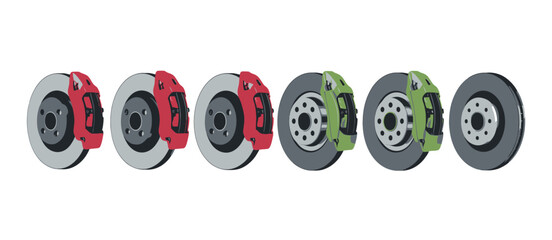Automotive Disc Brake Rotors and Calipers Illustration