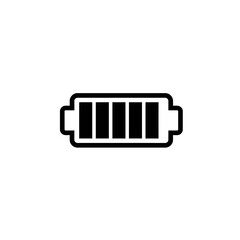 A simple, minimalist icon depicting a fully charged battery, represented by black bars within a white outline.