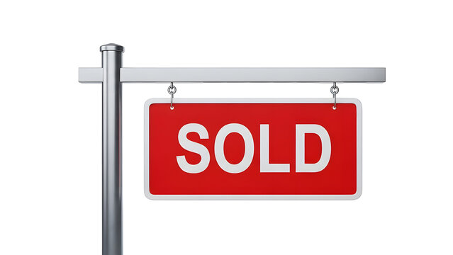 Sold real estate sign property house home market sale selling buying agent listing complete deal on transparent background