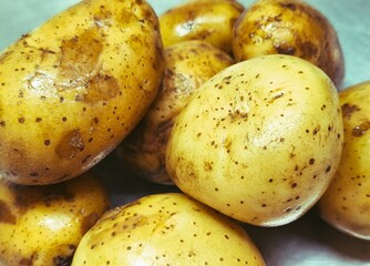 close up of raw potatoes