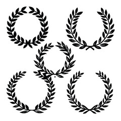 Laurel wreaths in various sizes. Ornamental laurel wreaths in a decorative design.