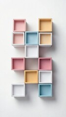 Isometric Pastel Cubes Stacked on White Background