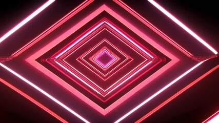 Abstract geometric pattern with glowing neon lights in a diamond shape, creating a futuristic ambiance - Powered by Adobe