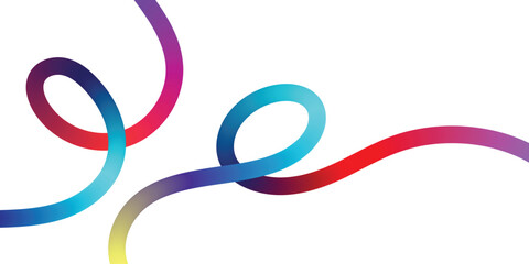 Abstract Colorful Gradient Lines Background. A dynamic abstract image featuring vibrant, intertwined, gradient-filled lines against a clean white background.