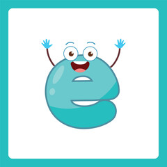 Small alphabet shapes cartoon e