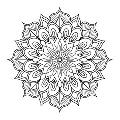 vector illustration of a floral ornament mandala flower coloring page