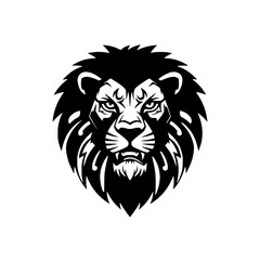 Fototapeta premium _Abstract lion head logo in bold solid color, tribal style line design, vector, no text_