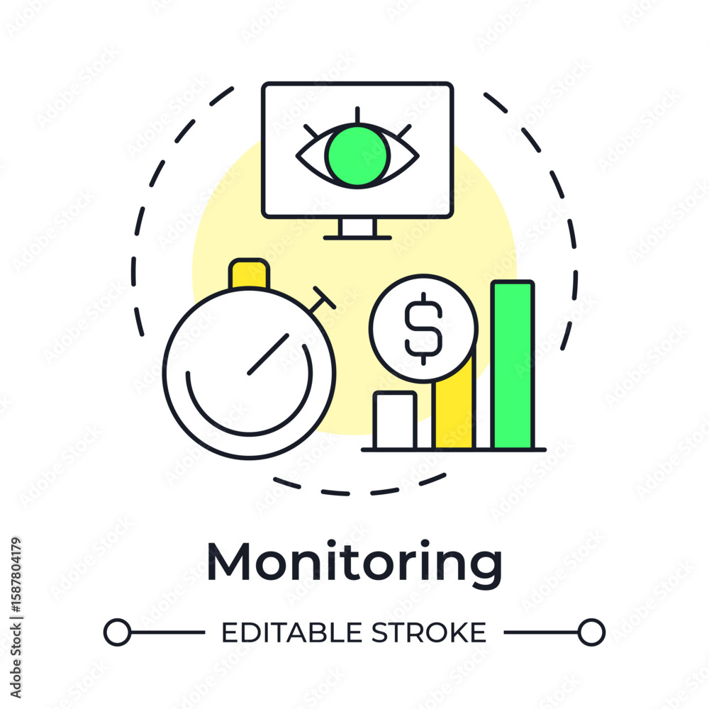 Poster monitoring multi color concept icon. tracking of performance. step in capacity management processes.