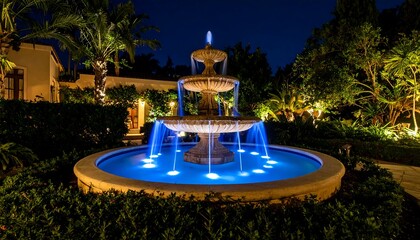 Elegant fountain at night