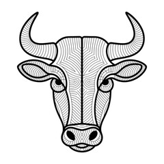 bull with horns illustration vector style coloring page 