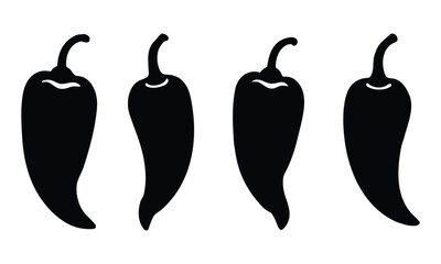 Spicy chili pepper silhouette vector, Paprika and hot paper icon vector