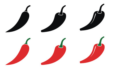 Hot chili paper icon vector set, Chili Pepper Silhouette vector