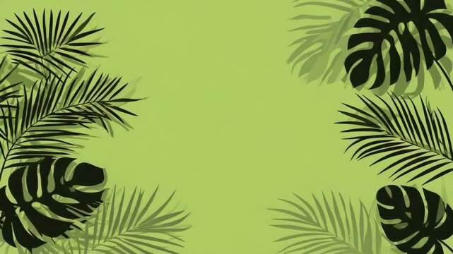 palm leaves with green background