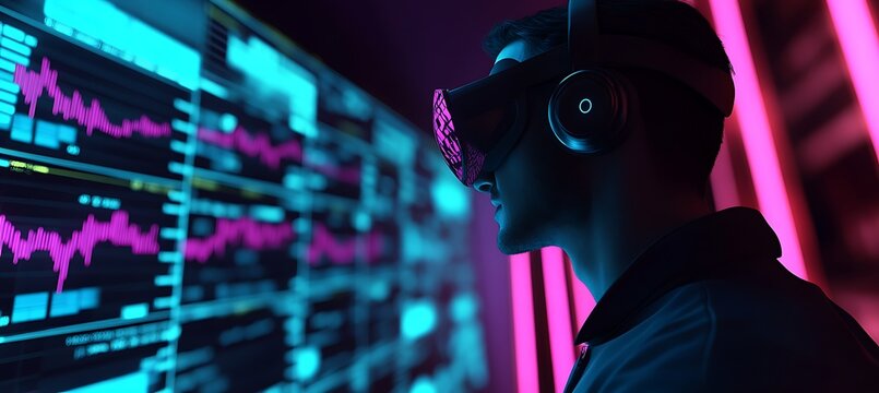 A virtual reality trader inside a crypto market 
