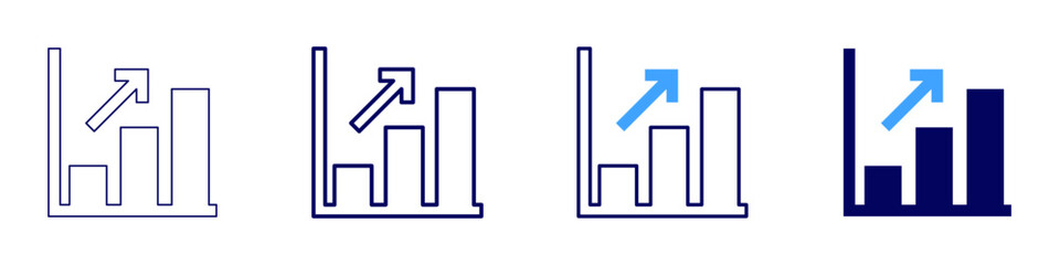 Customer growth icon in 4 different styles. Thin Line, Line, Bold Line, Duotone. Duotone style. Editable stroke