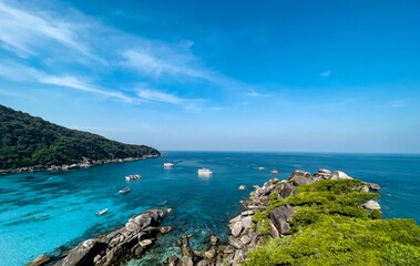 Fototapeta premium The ocean view from the rock in the Donald Duck bay, Similand islands, Thailand