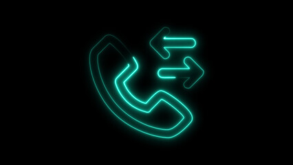 Glowing neon phone with arrows illustrating incoming and outgoing call communication