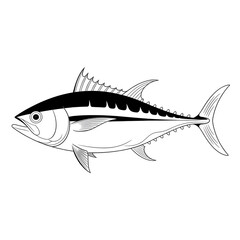 vector illustration of a tuna fish coloring page 